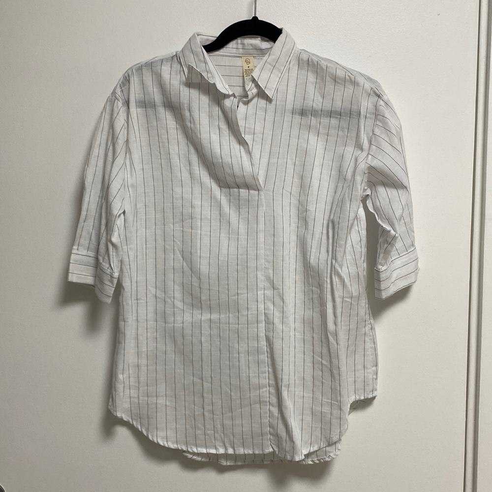 Linen striped collared shirt, Sz XS-M